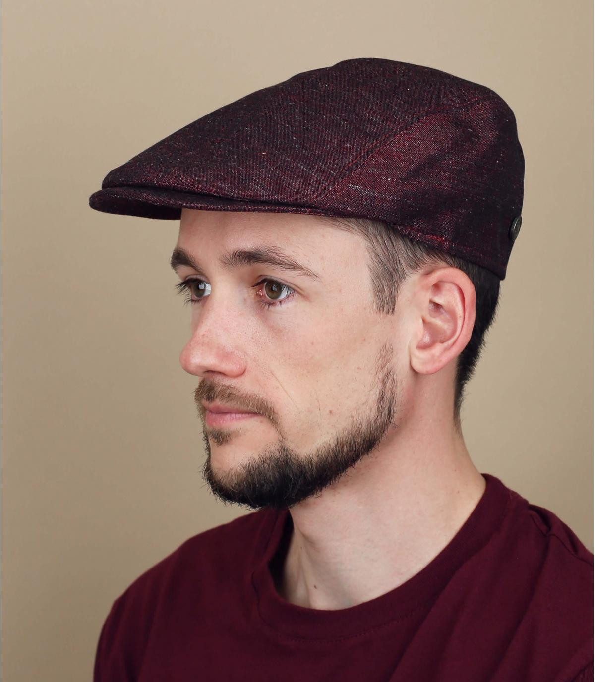 Burgundy linen flat cap Bang rubis